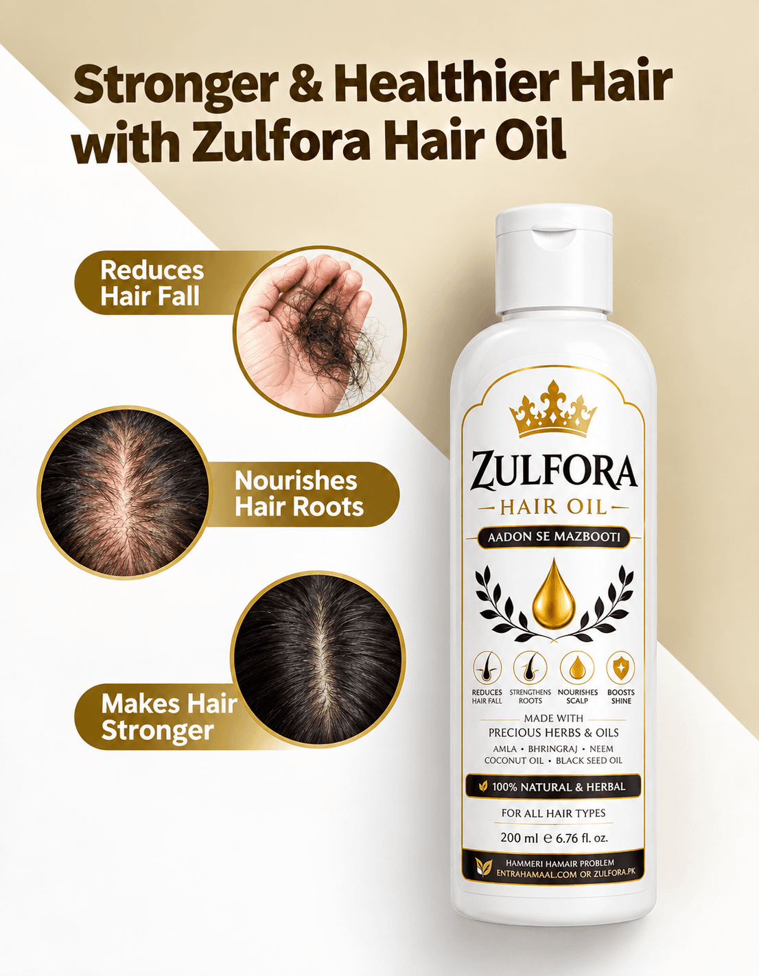 Zulfora Hair Oil – 100% Natural & Herbal Hair Oil | 200ml